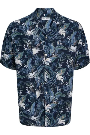 JACK & JONES Jjejeff Tropical Aop Resort Shirt Ss Sn Tops Shirts Short-sleeved Shirts Navy Jack & J S