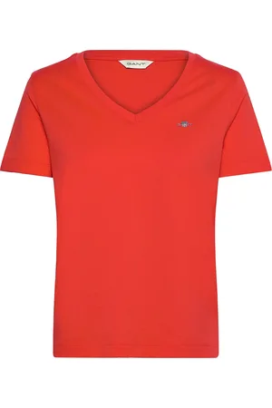 GANT Reg Shield Ss V-Neck T-Shirt Tops T-shirts & Tops Short-sleeved Red
