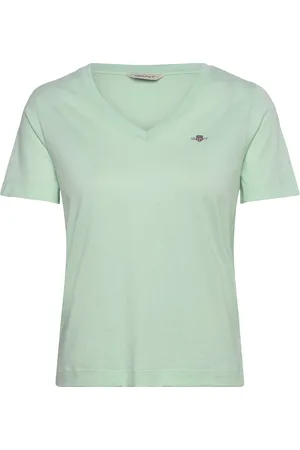 GANT Reg Shield Ss V-Neck T-Shirt Tops T-shirts & Tops Short-sleeved Green