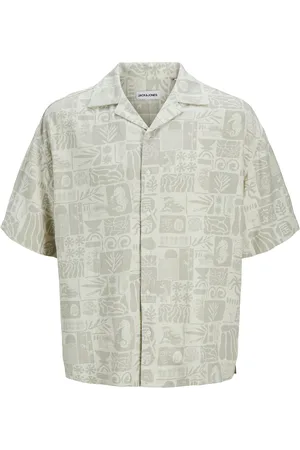 JACK & JONES Jjwayne Aop Resort Shirt Ss Tops Shirts Short-sleeved Shirts Cream Jack & J S