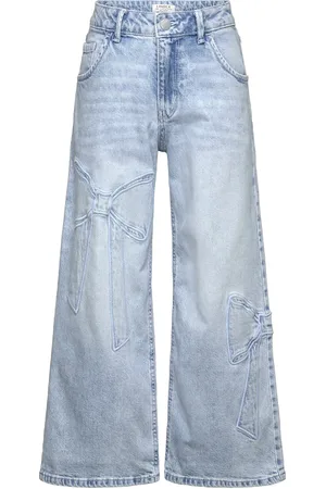 Lindex Trousers Denim Vega Bow Blue Bottoms Jeans Wide Jeans Blue