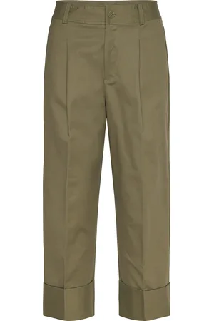 Ralph Lauren Double-Faced Stretch Cotton Ankle Pant Designers Trousers Straight Leg Green