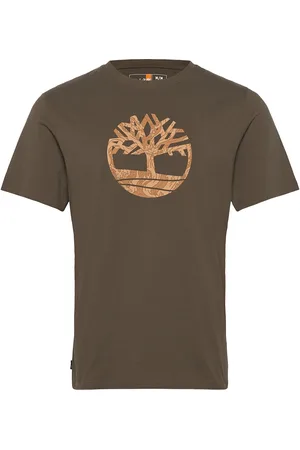 Timberland Camo Tree Logo Short Sleeve Tee Tops T-Kortærmet Skjorte Khaki Green