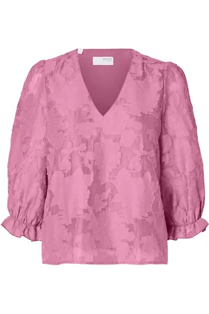 SELECTED Slfcathi-Sadie 3/4 Top Ff Tops Blouses Short-sleeved Pink
