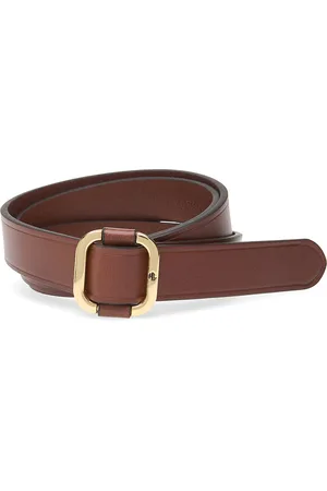 Ralph Lauren Leather Slide Buckle Belt Bælte Brown