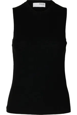 SELECTED Slfingrid Sl Knit Top Tops Knitwear Jumpers Black