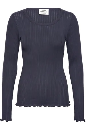Mads Norgaard Pointella Troja Tee Ls Tops T-shirts & Tops Long-sleeved Navy