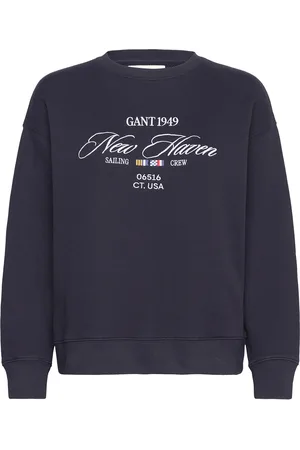 GANT Graphic C-Neck Sweat Tops Sweatshirts & Hoodies Sweatshirts Navy