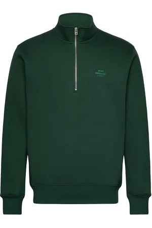 Mads Norgaard Standard Half Zip Logo Sweat Tops Sweatshirts & Hoodies Sweatshirts Green