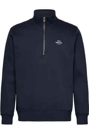 Mads Norgaard Standard Half Zip Logo Sweat Tops Sweatshirts & Hoodies Sweatshirts Navy