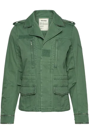 Zadig & Voltaire Klimi Coton Lave Studs Outerwear Jackets Utility Jackets Green