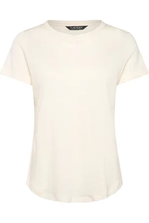 Ralph Lauren Linen-Blend Jersey Short-Sleeve Tee Tops T-shirts & Tops Short-sleeved Cream