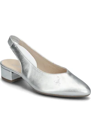Gabor Slingback Shoes Sling Backs Heeled Slingbacks Silver