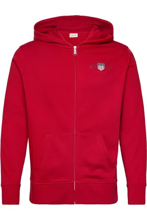 GANT Graphic Fullzip Hoodie Tops Sweatshirts & Hoodies Hoodies Red