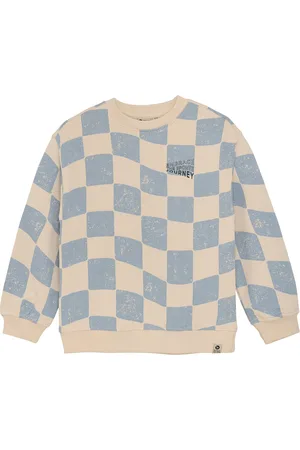 Daily7 Over D Sweater Check Print Tops Sweatshirts & Hoodies Sweatshirts Beige
