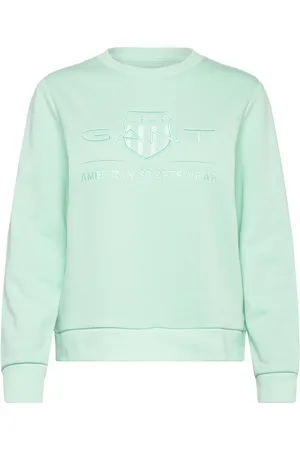 GANT Reg Tonal Shield C-Neck Sweat Tops Sweatshirts & Hoodies Sweatshirts Green