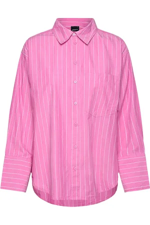 Gina Tricot Poplin Shirt Tops Shirts Long-sleeved Pink