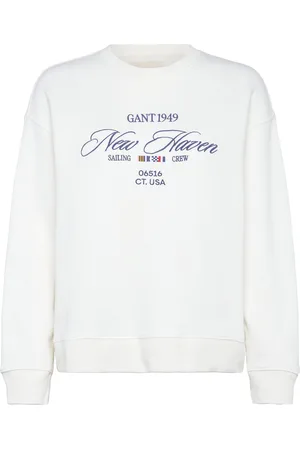 GANT Graphic C-Neck Sweat Tops Sweatshirts & Hoodies Sweatshirts White