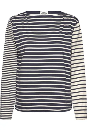 Mads Norgaard Soft Single Silke Tee Ls Tops T-shirts & Tops Long-sleeved Navy