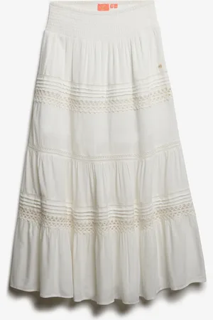 Superdry Ibiza Lace Mix Maxi Skirt Skirts Maxi Skirts White