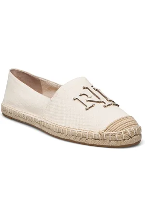 Ralph Lauren Cameryn Iii Canvas & Leather Espadrille Espadrillos Flade Sandal Beige