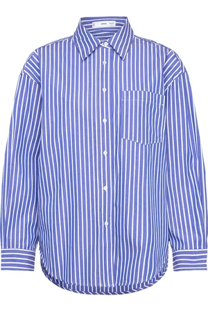 MANGO Combined Striped Shirt Tops Shirts Long-sleeved Blue