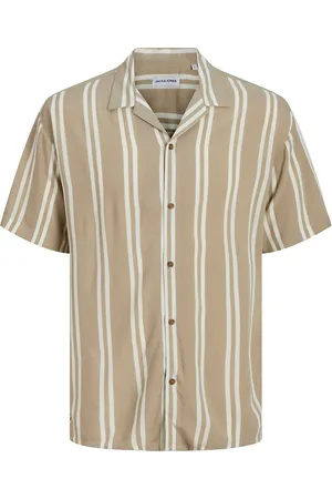 JACK & JONES Jjejeff Stripe Resort Shirt Ss Sn Tops Shirts Short-sleeved Shirts Beige Jack & J S
