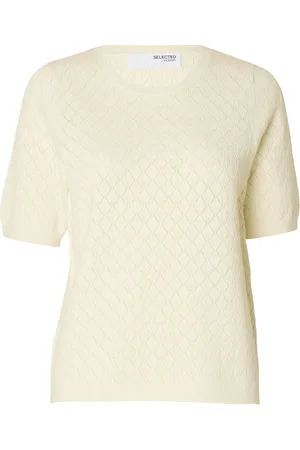 SELECTED Slfhelen 2/4 Knit O-Neck Tops Knitwear Jumpers Cream