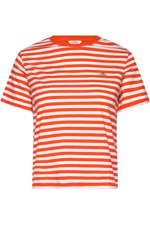 GANT Reg Striped Shield Ss T-Shirt Tops T-shirts & Tops Short-sleeved Orange