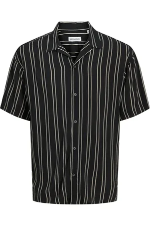 JACK & JONES Jjejeff Stripe Resort Shirt Ss Sn Tops Shirts Short-sleeved Shirts Black Jack & J S