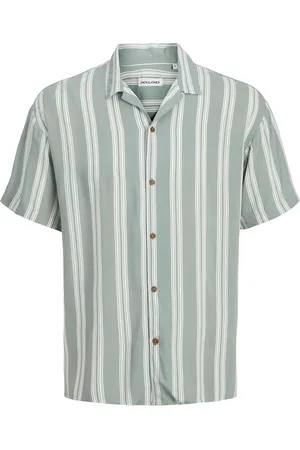 JACK & JONES Jjejeff Stripe Resort Shirt Ss Sn Tops Shirts Short-sleeved Shirts Green Jack & J S