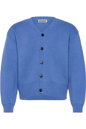 Weekday Boxy Cardigan Tops Knitwear Cardigans Blue