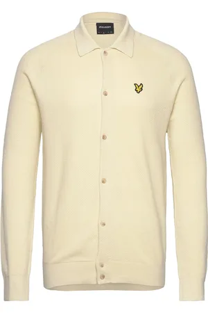 Lyle & Scott Linen Blend Knitted Shirt Tops Knitwear Cardigans Cream