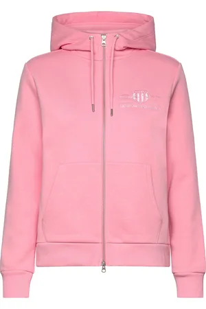 GANT Reg Tonal Shield Zip Hoodie Tops Sweatshirts & Hoodies Hoodies Pink