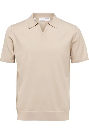 SELECTED Slhteller Ss Knit Polo Tops Knitwear Short Sleeve Knitted Polos Grey