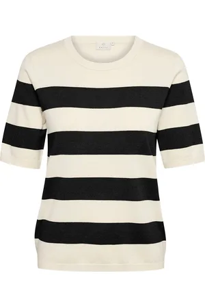 Kaffe Kalizza Striped Knit Tops Knitwear Jumpers Cream