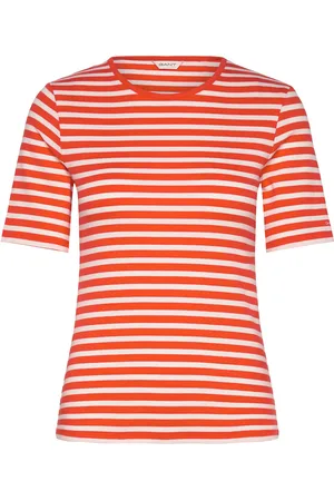 GANT Slim Striped 1X1 Ribbed Ss T-Shirt Tops T-shirts & Tops Short-sleeved Orange