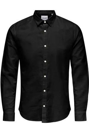 Only & Sons Onscaiden Life Ls Solid Linen Shirt Noos Tops Shirts Casual Black