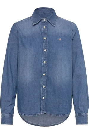 GANT Reg Denim Shirt Tops Shirts Long-sleeved Blue