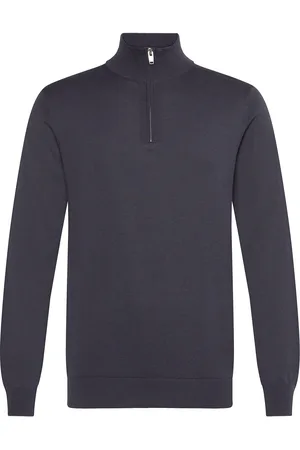 Lindbergh Half Zip With High Neck Tops Knitwear Half Zip Jumpers Grey