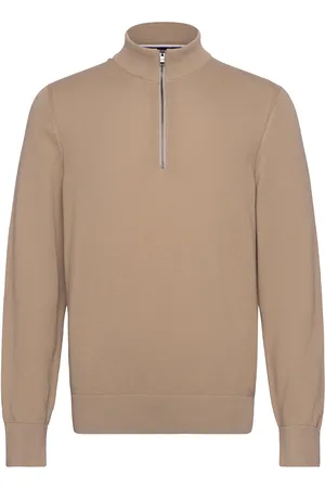 HUGO BOSS Ebrando-P Tops Knitwear Half Zip Jumpers Beige