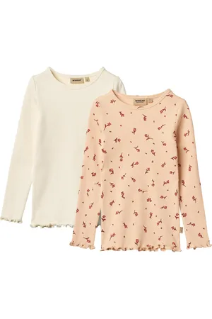WHEAT 2 Rib T-Shirts L/S Ida Tops T-shirts Long-sleeved T-Skjorte Pink