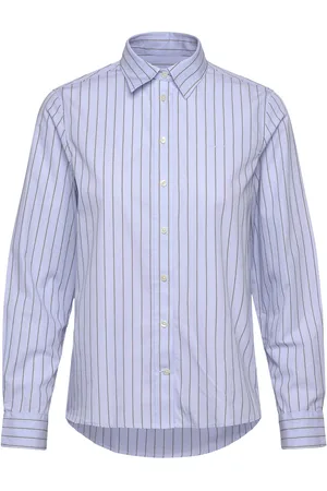 GANT Reg Poplin Thin Striped Shirt Tops Shirts Long-sleeved Blue