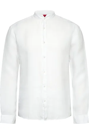 HUGO BOSS Elvory Designers Shirts Linen Shirts White