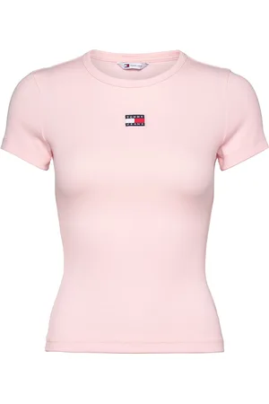 Tommy Hilfiger Tjw Slim Badge Rib Tee Tops T-shirts & Tops Short-sleeved Pink