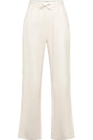 Lindex Trousers Staffan Linen Blend Bottoms Trousers White