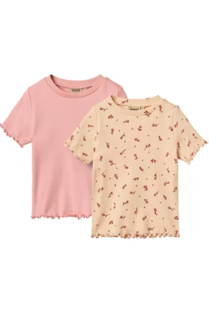 WHEAT 2 Rib T-Shirts S/S Alicia Tops T-Kortærmet Skjorte Pink