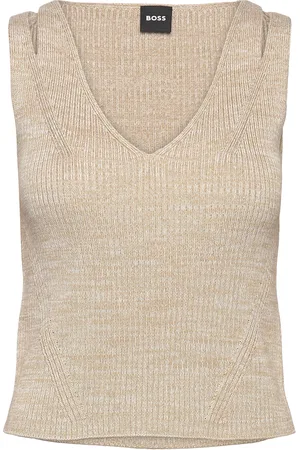 HUGO BOSS Flani Tops Knitwear Jumpers Beige