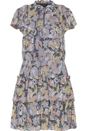 Ralph Lauren Floral Ruffle-Trim Georgette Dress Kort Kjole Multi/patterned