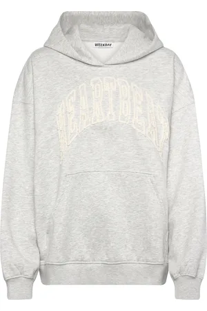 Weekday Printed Hoodie Tops Sweatshirts & Hoodies Hoodies Grey